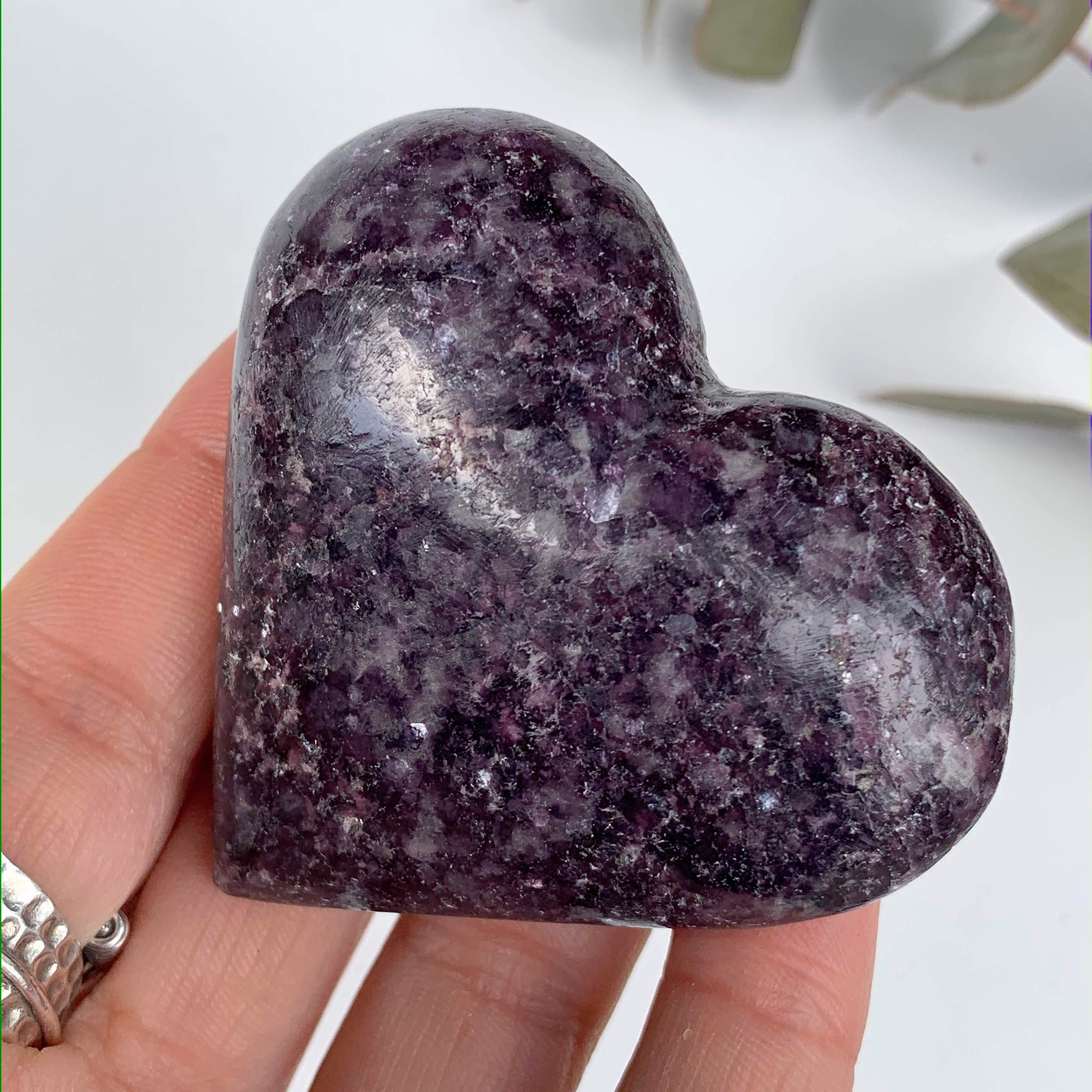 Deep Lilac Lepidolite Love Heart Carving From Brazil #1 - Earth Family Crystals