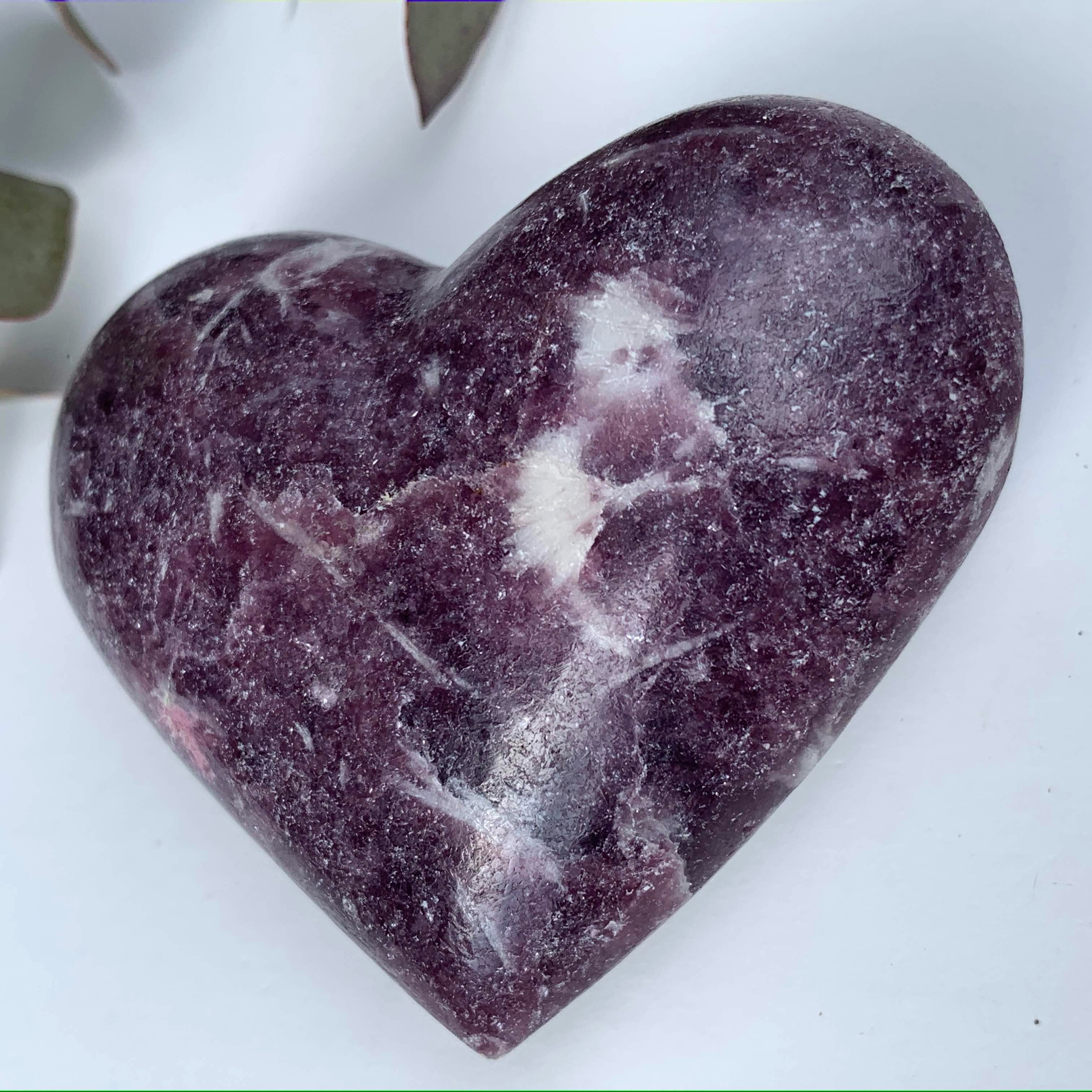 Shimmering Lilac Lepidolite With Pink Tourmaline Inclusion Heart Carving From Brazil #3