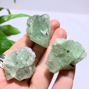 Set of 3 Natural Green Fluorite Hand Held Specimens~Ideal for Crystal Grids!