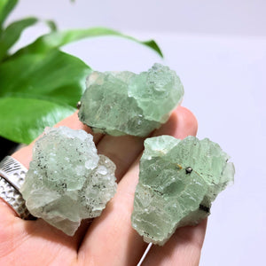 Set of 3 Natural Green Fluorite Hand Held Specimens~Ideal for Crystal Grids!