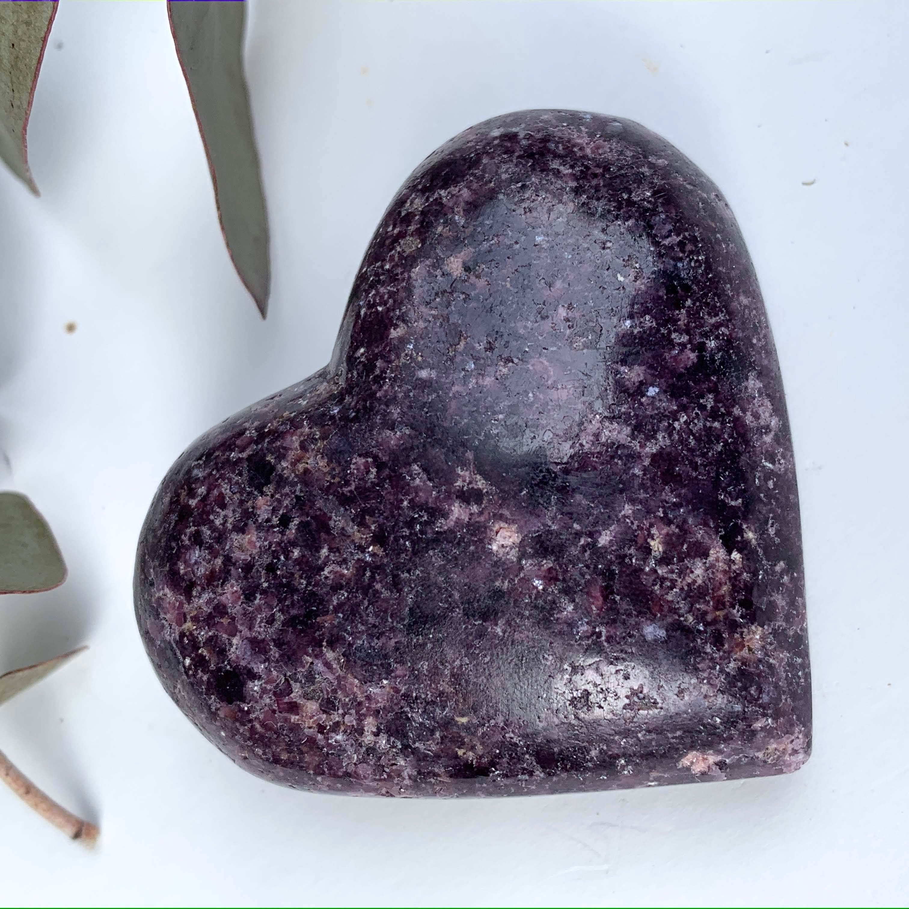 Deep  Lilac Lepidolite Partially Polished Heart Carving From Brazil #6 - Earth Family Crystals
