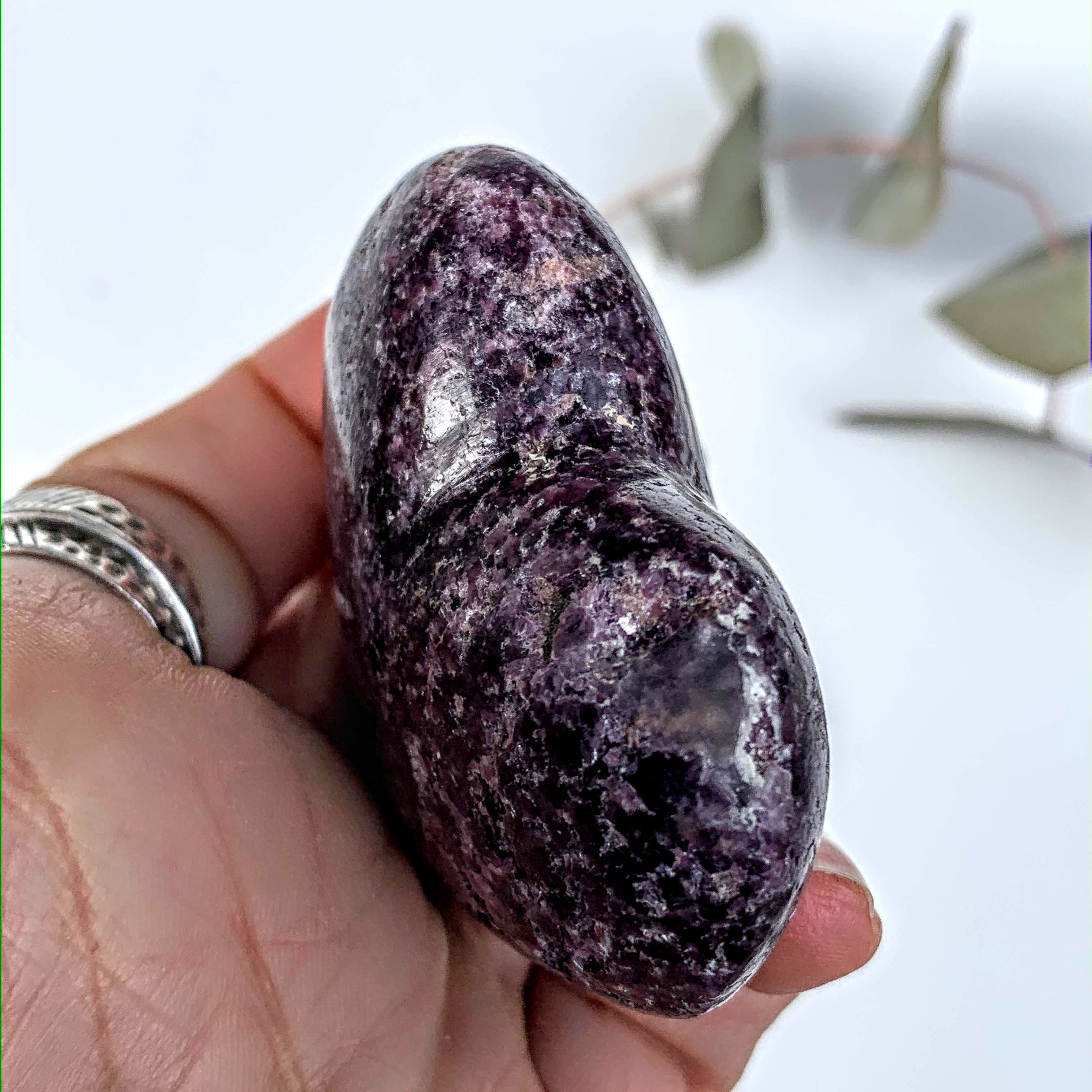 Deep  Lilac Lepidolite Partially Polished Heart Carving From Brazil #6 - Earth Family Crystals