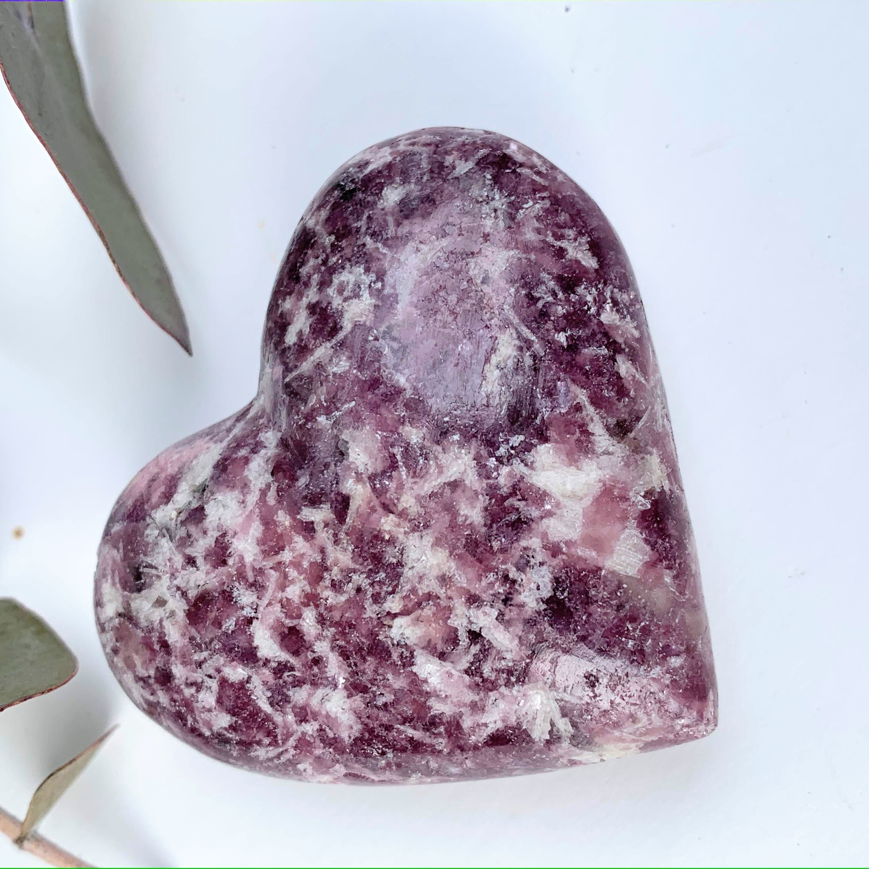 Cute Lilac Lepidolite & Pink Tourmaline Included Heart Carving From Brazil #7 - Earth Family Crystals