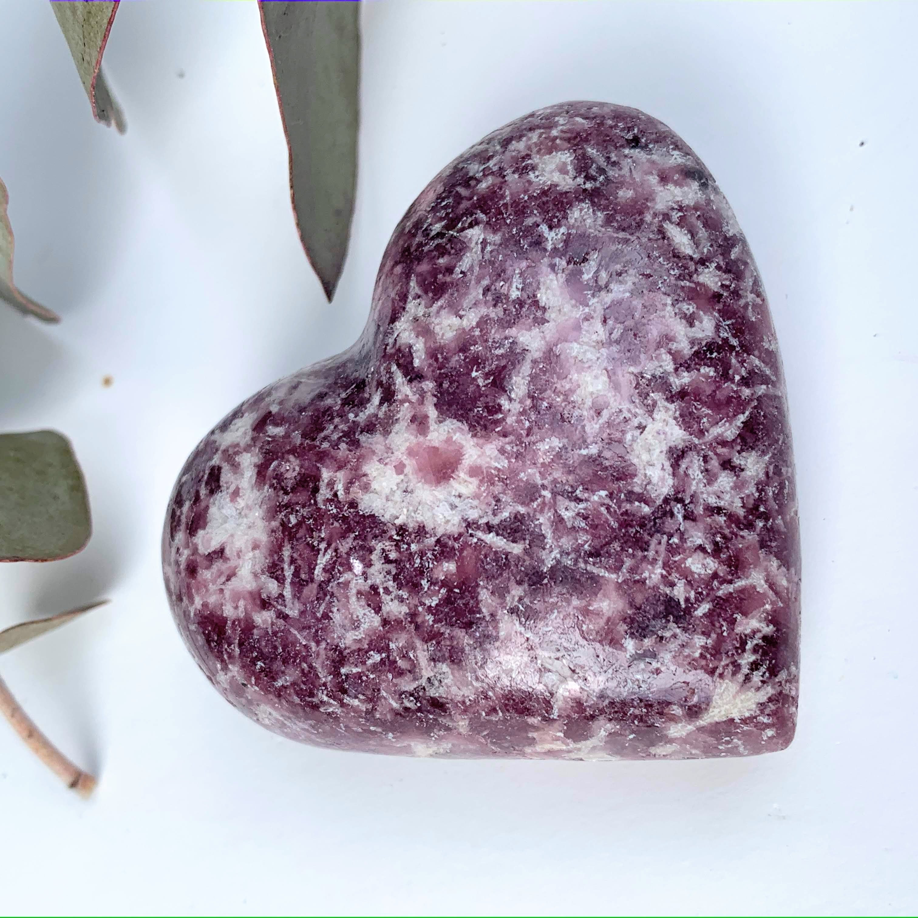Cute Lilac Lepidolite & Pink Tourmaline Included Heart Carving From Brazil #7 - Earth Family Crystals