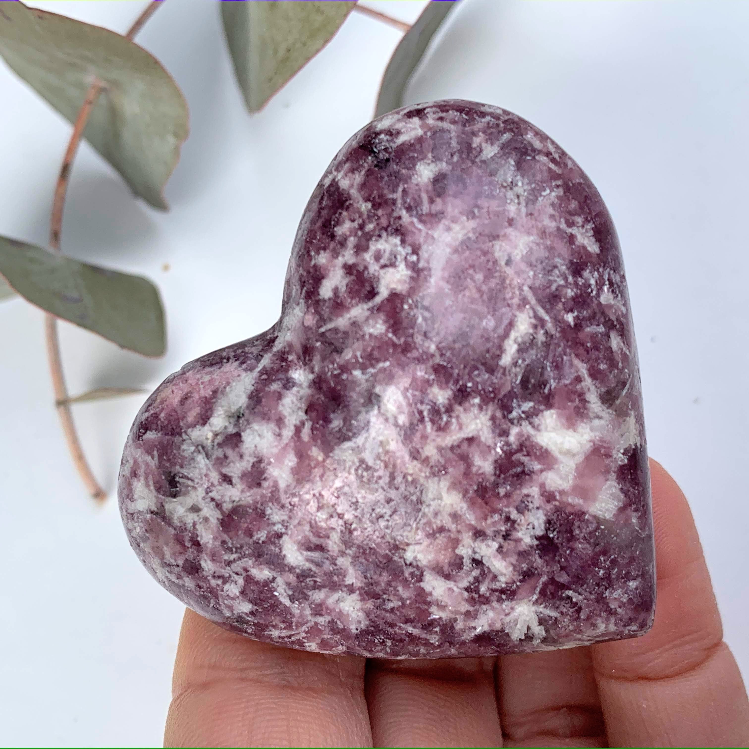 Cute Lilac Lepidolite & Pink Tourmaline Included Heart Carving From Brazil #7 - Earth Family Crystals