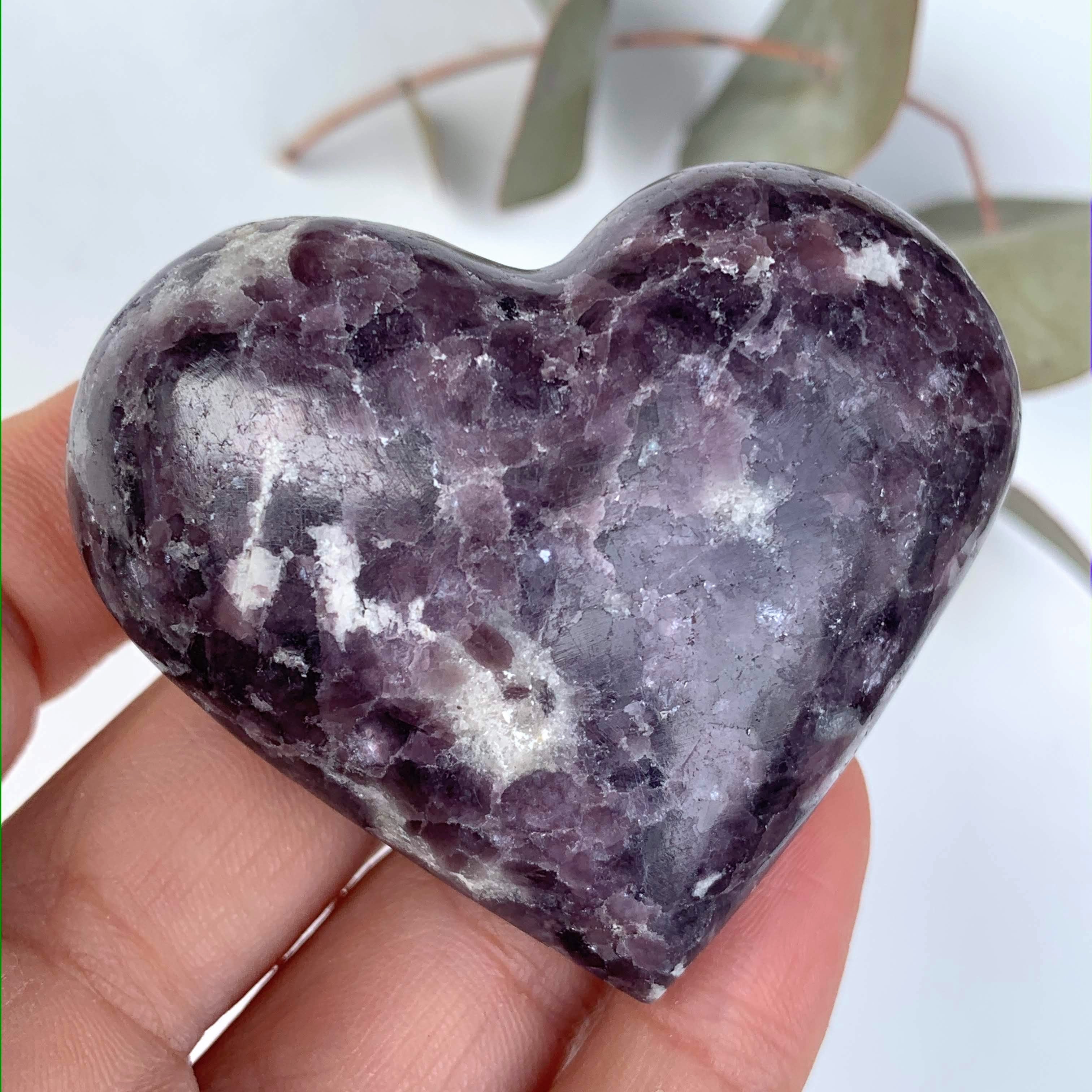 Deep Lilac Lepidolite Love Heart Carving From Brazil #8 - Earth Family Crystals