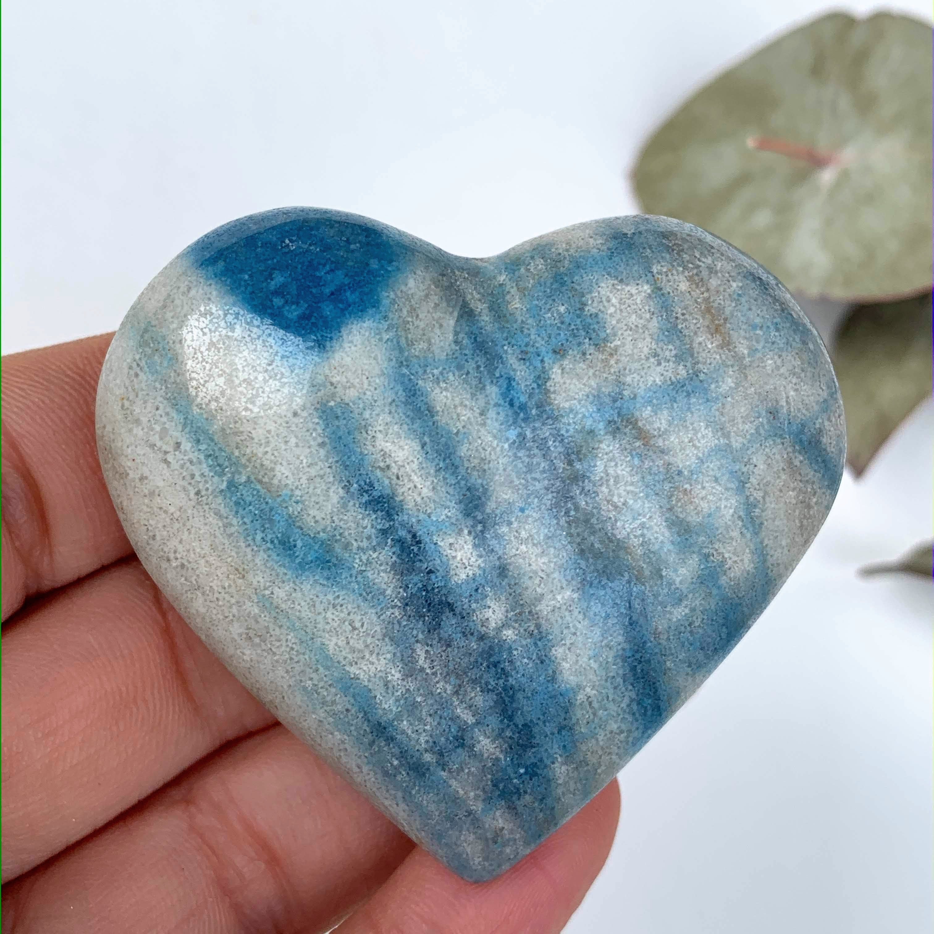 Fabulous Blue & White Contrast Trolleite  Love Heart Carving From Brazil #8 - Earth Family Crystals