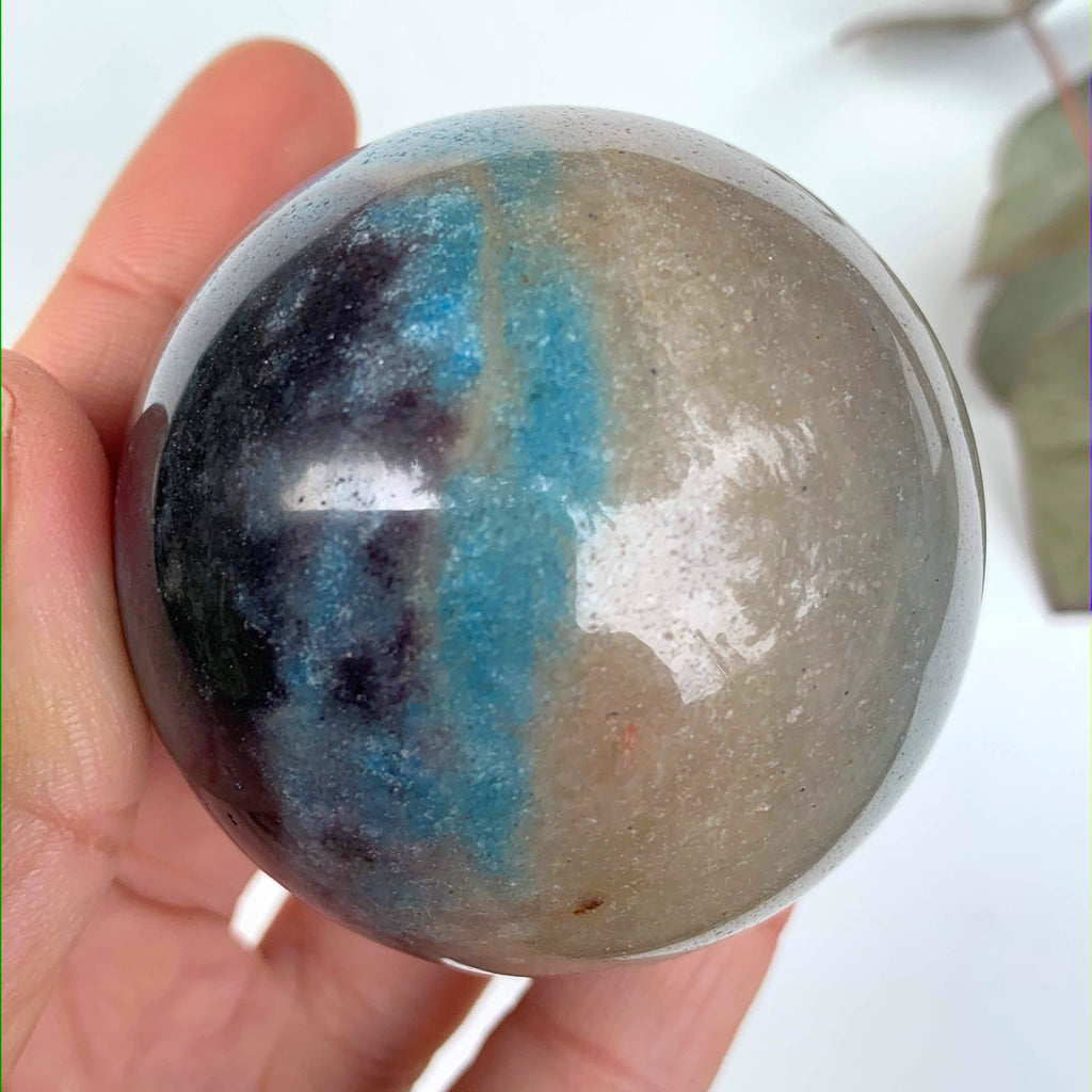 Gorgeous Contrast  Large Trolleite Sphere Carving From Brazil - Earth Family Crystals