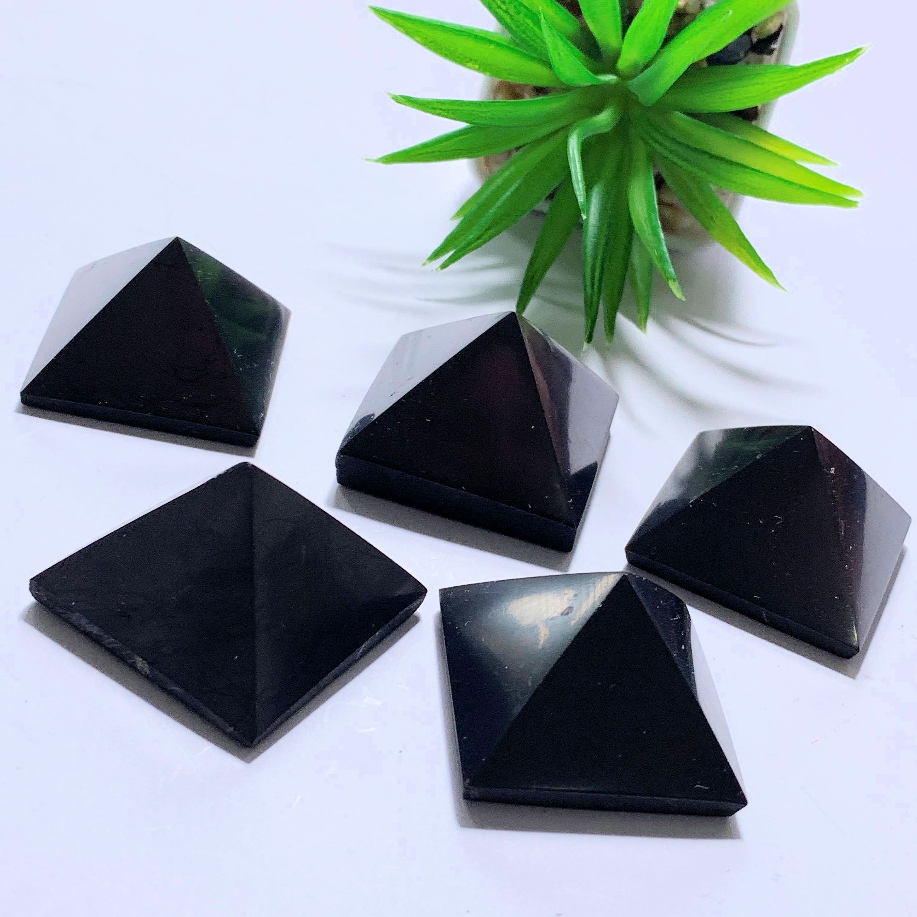 EMF Protective Small Shungite Polished Pyramid Carving~Locality Russia