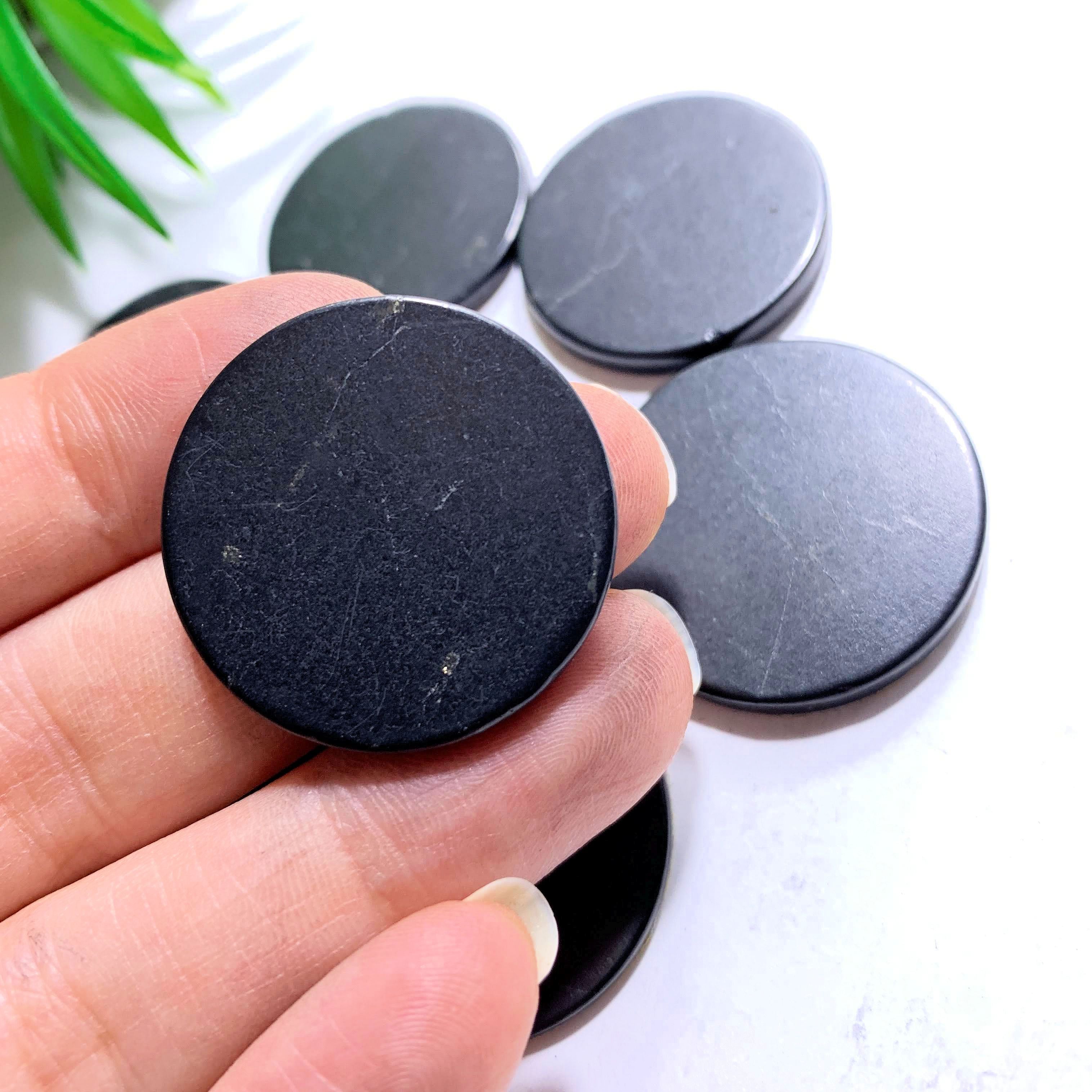 One Emf Protective Shungite Round Cell Phone Plate~Ideal to Stick to any electronic device!