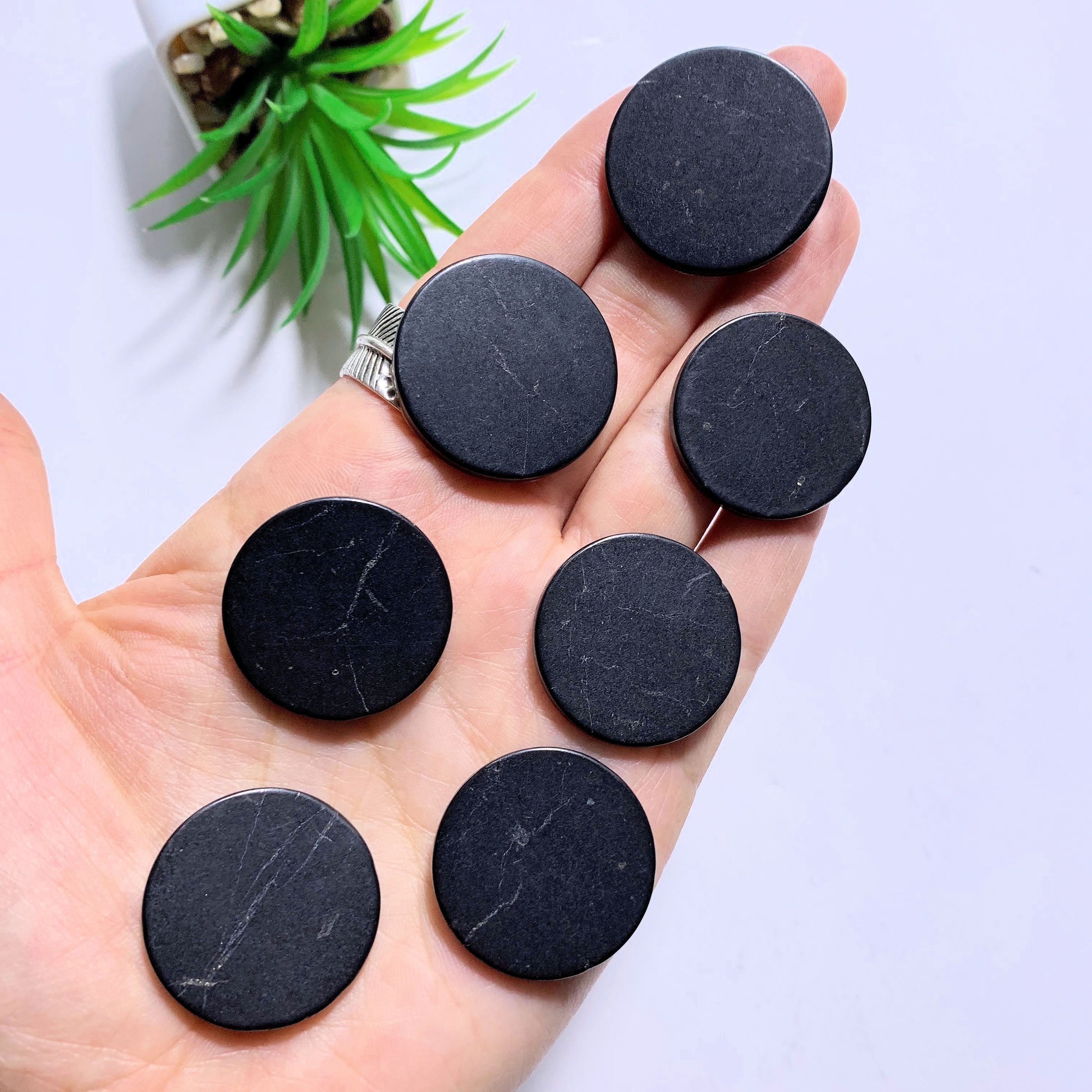 One Emf Protective Shungite Round Cell Phone Plate~Ideal to Stick to any electronic device!