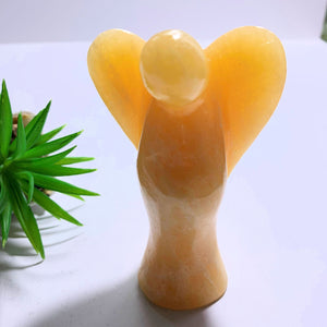 RESERVED FOR KIMBERLEY.M~Orange Calcite Large Angel Carving