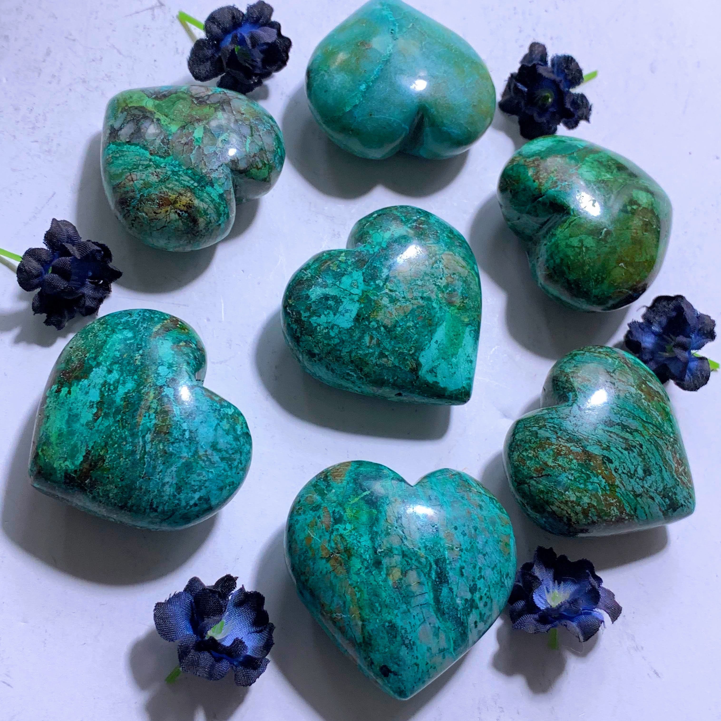 One Chrysocolla Small Hand Held Love Heart~Locality Peru