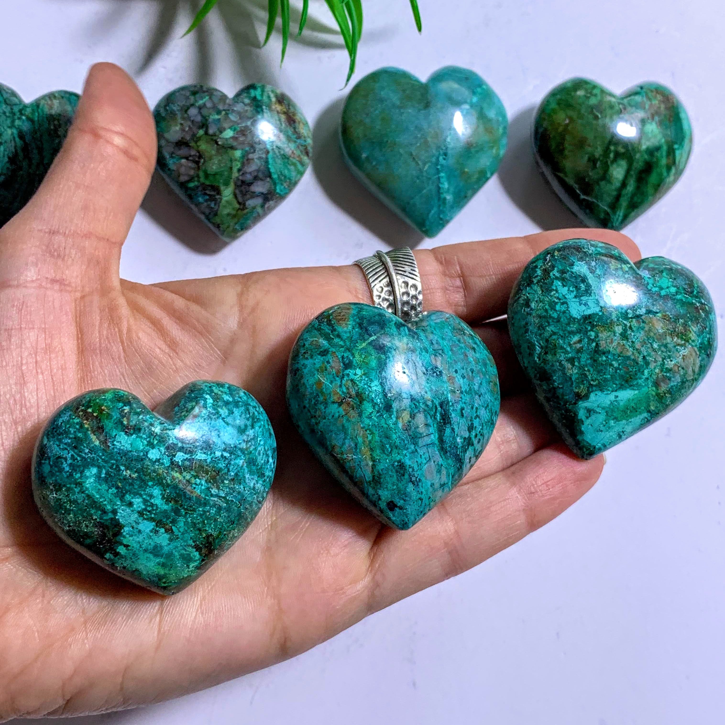 One Chrysocolla Small Hand Held Love Heart~Locality Peru