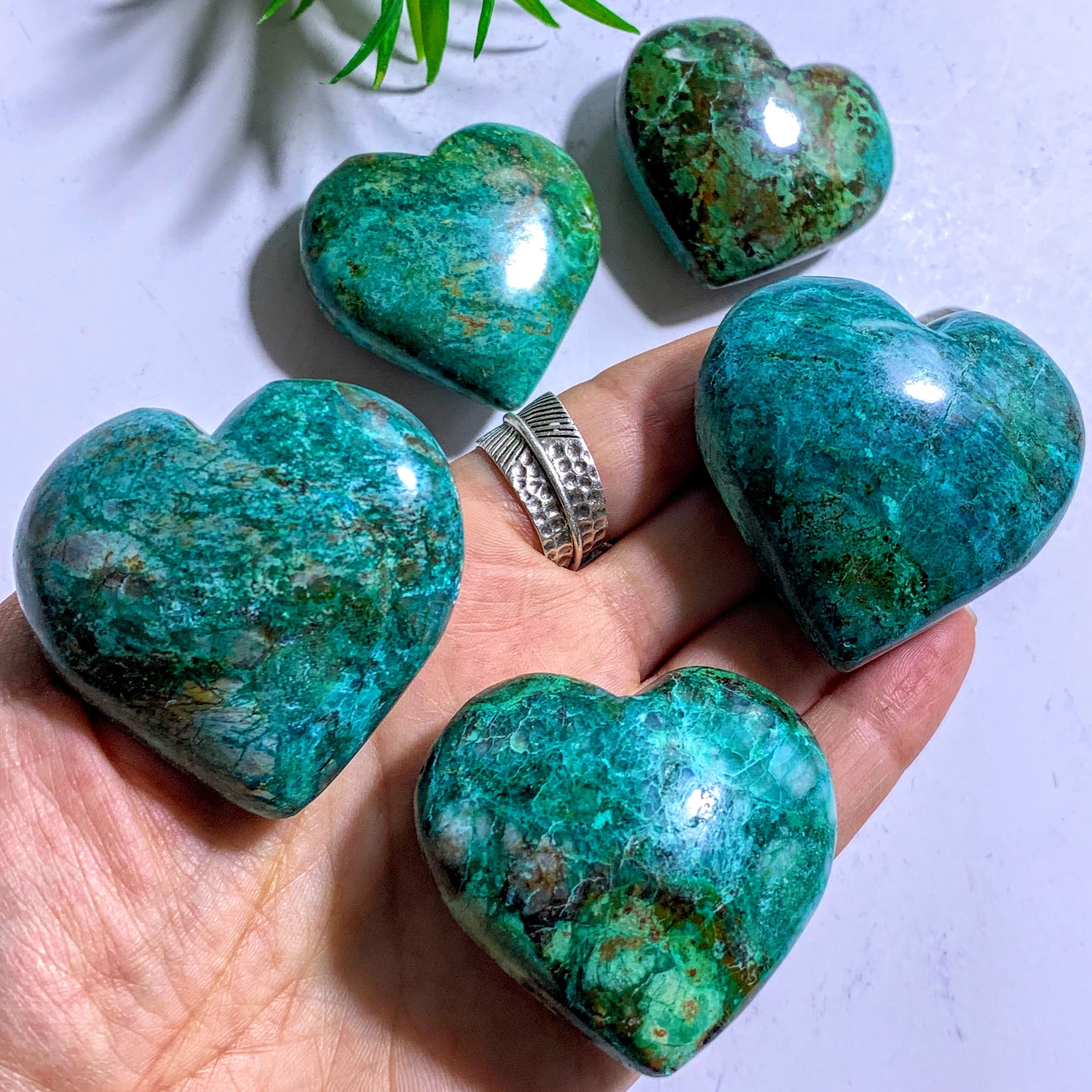 One Chrysocolla Medium Hand Held Love Heart~Locality Peru