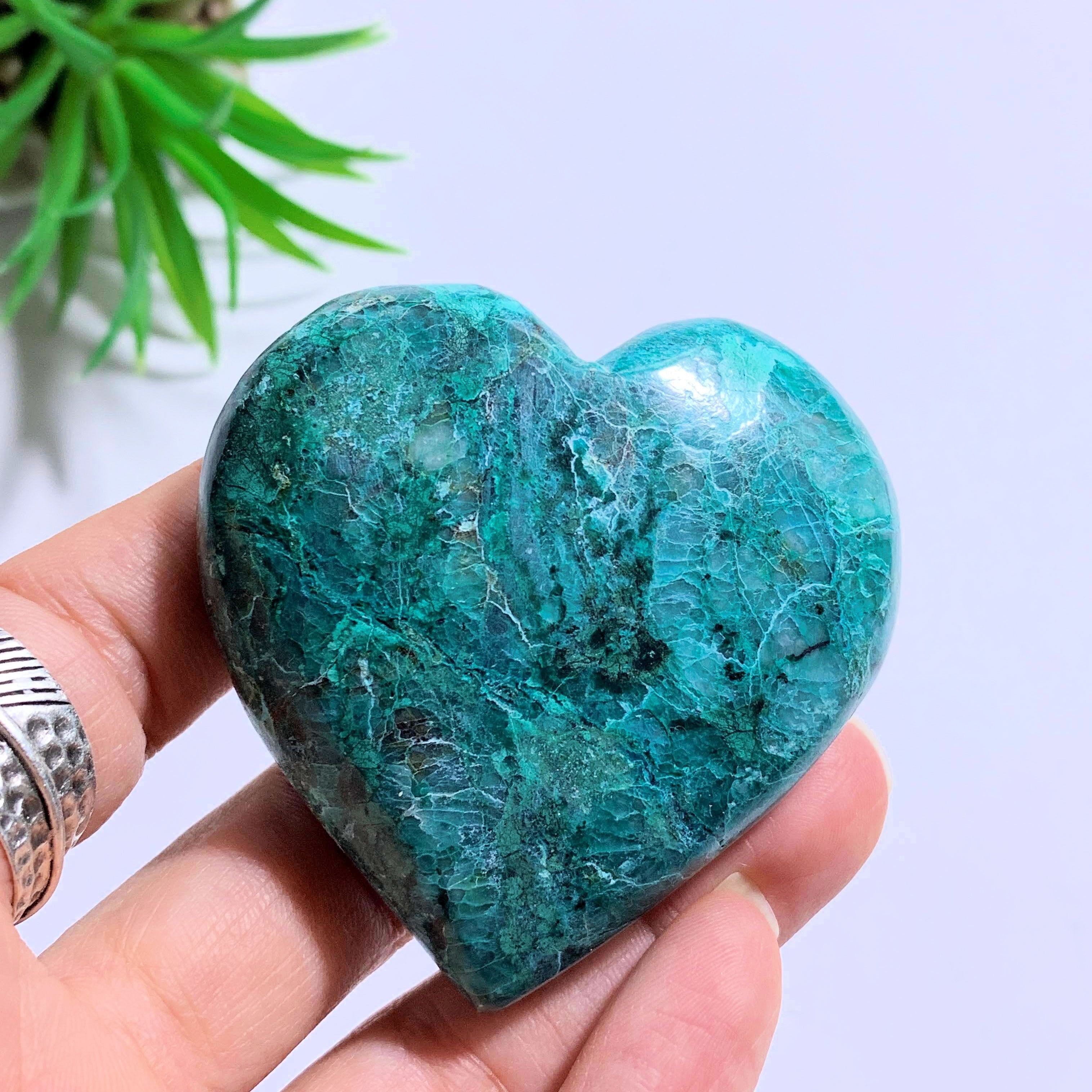 Pretty Blue Chrysocolla Large Love Heart~Locality Peru