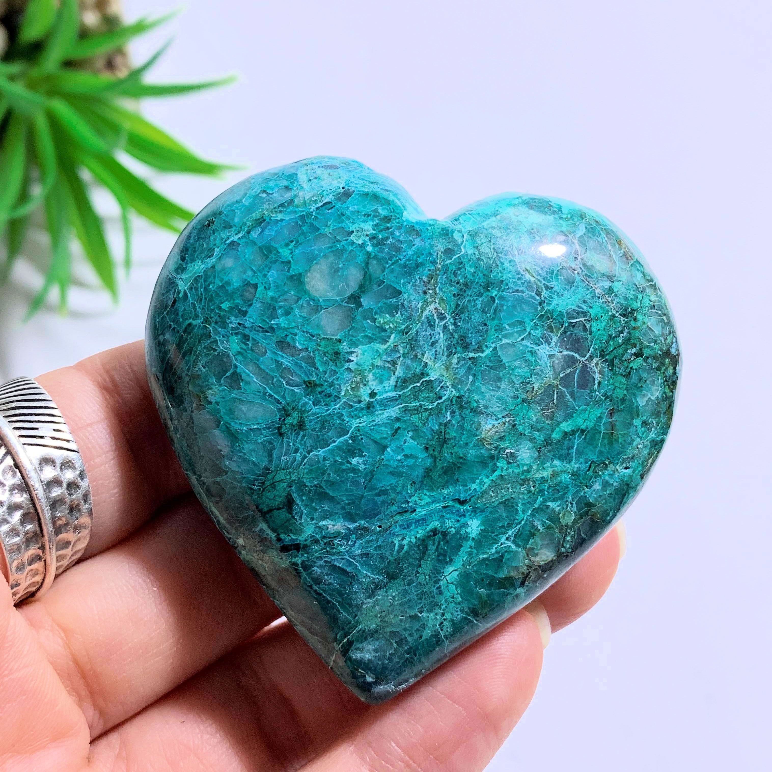 Pretty Blue Chrysocolla Large Love Heart~Locality Peru