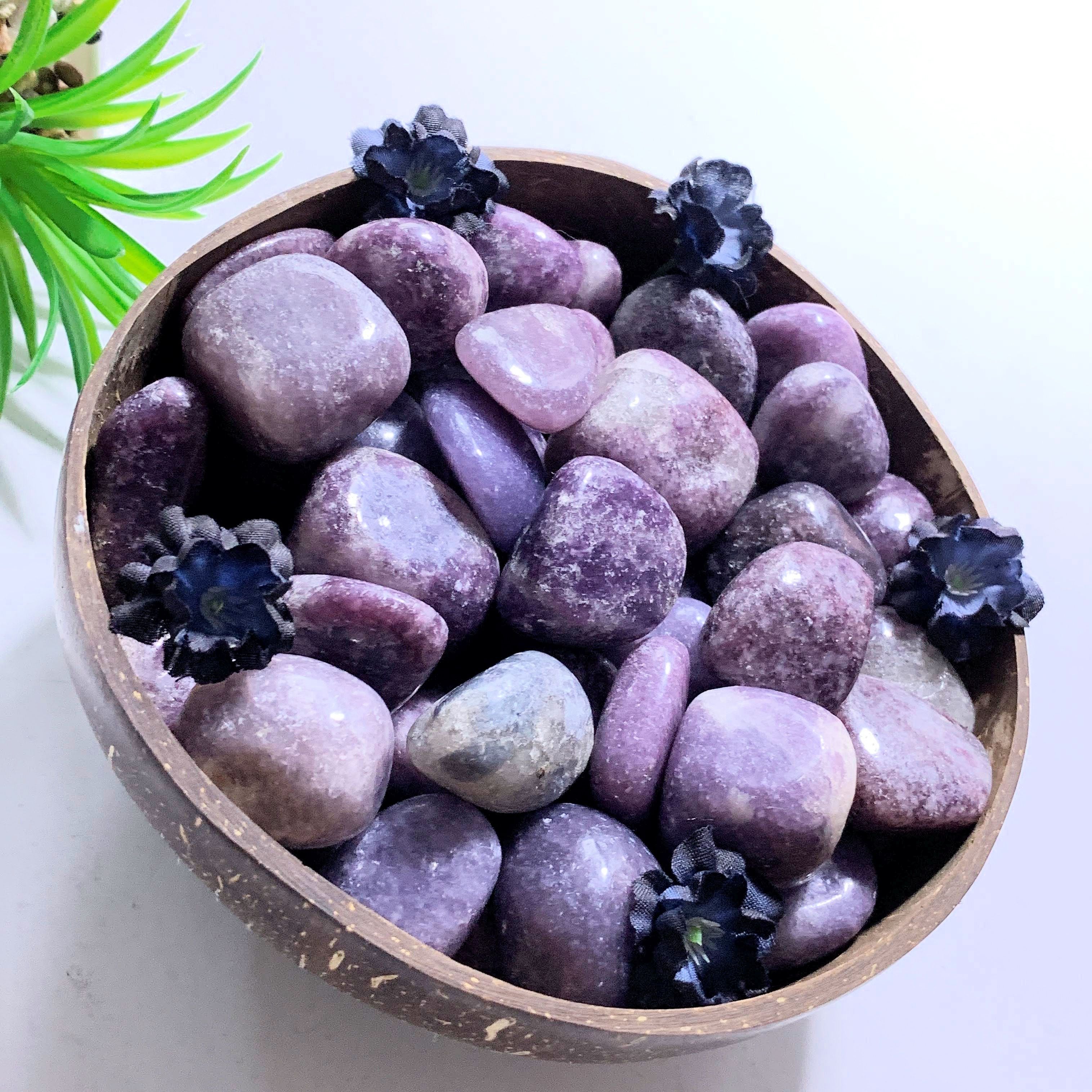 Set of 4 ~Lilac Lepidolite Tumbled Stones From Brazil~Ideal for Crystal Grids!