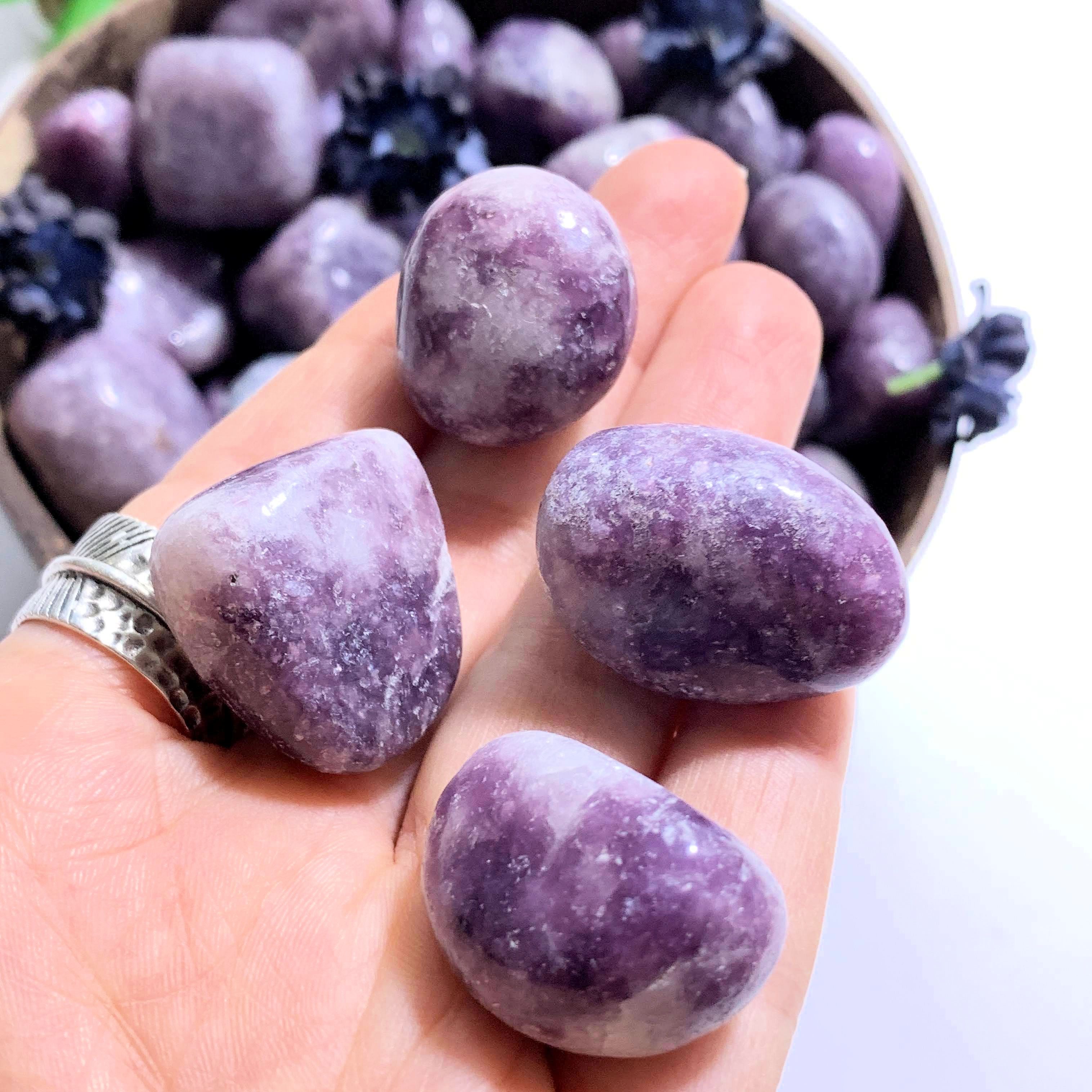 Set of 4 ~Lilac Lepidolite Tumbled Stones From Brazil~Ideal for Crystal Grids!