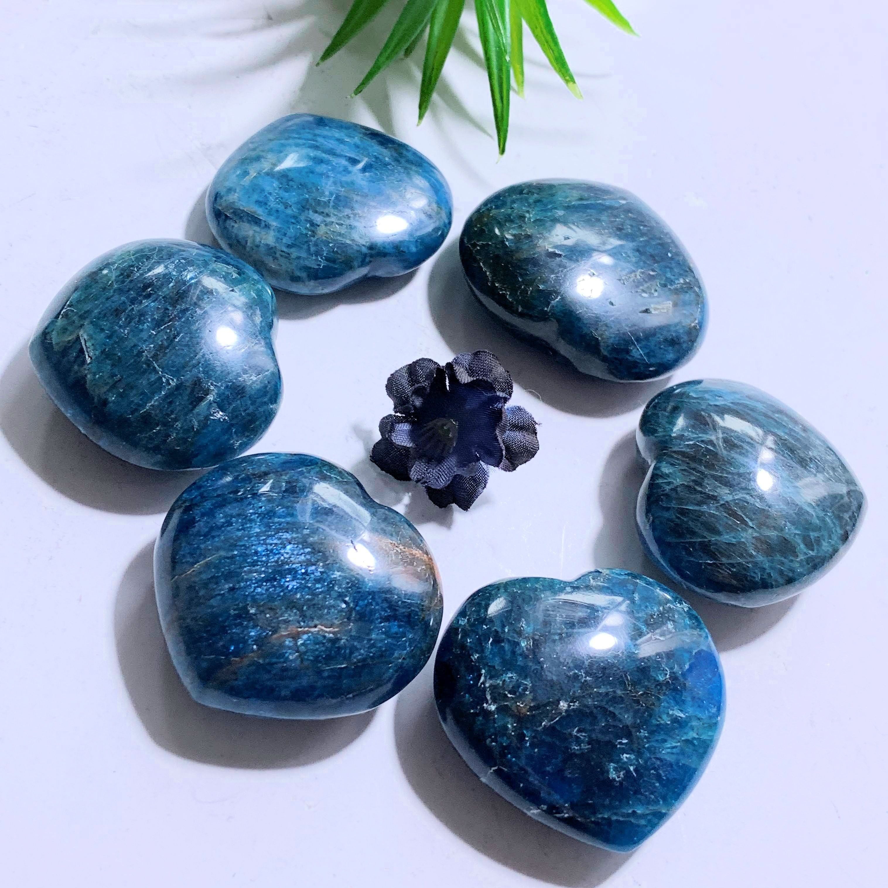 One Beautiful Blue Apatite Hand Held Love Heart Carving ~Locality Madagascar