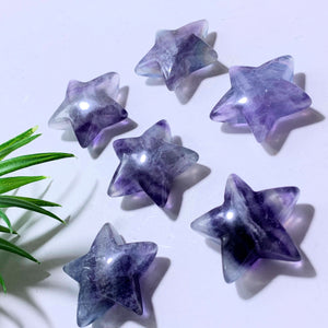 One Rainbow Fluorite Star Carving