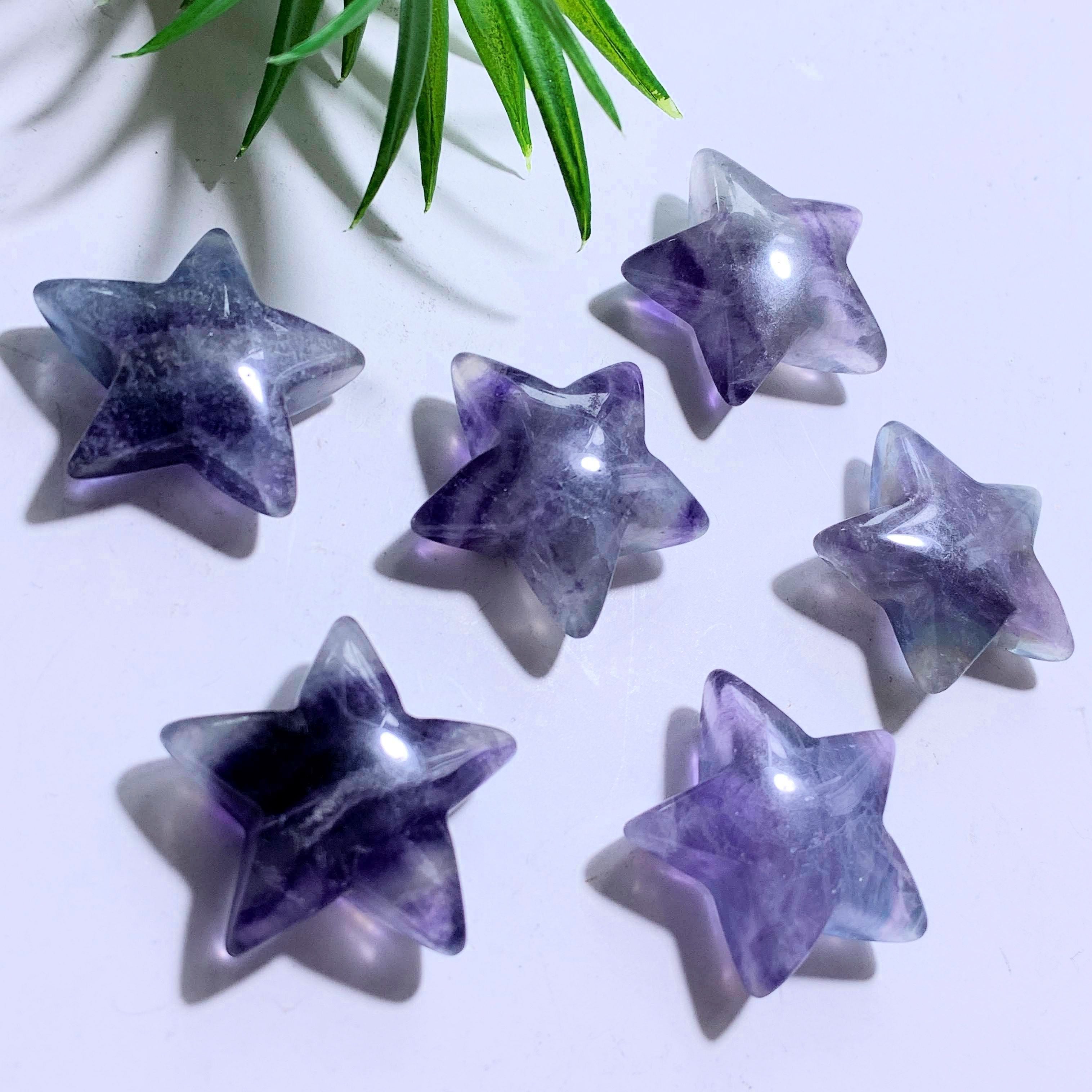 One Rainbow Fluorite Star Carving