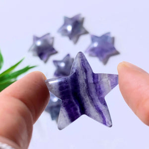 One Rainbow Fluorite Star Carving
