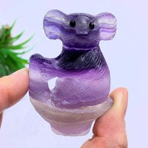 Amazing Rainbow Fluorite Koala Carving