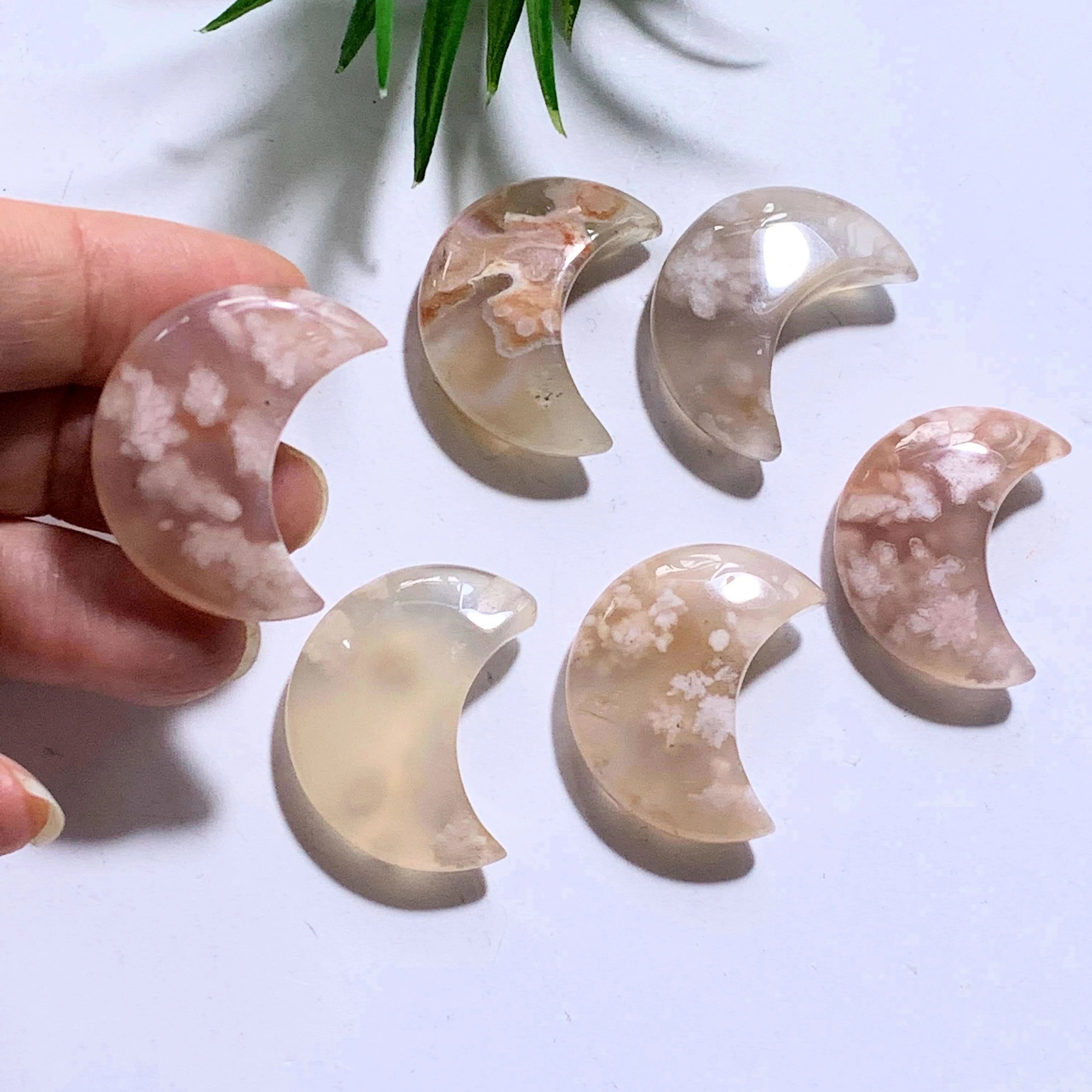One Flower Agate Small Moon Carving ~Locality Madagascar