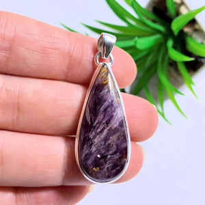 Stunning Rare Cacoxenite & Amethyst Gemstone Pendant in Sterling Silver (Includes Silver Chain) #2