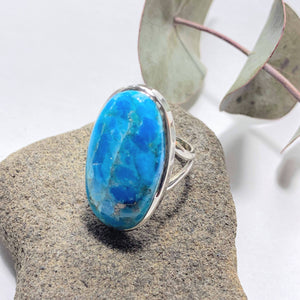 Vibrant Blue Genuine Arizona Turquoise Sterling Silver Ring (Size:6 ) - Earth Family Crystals