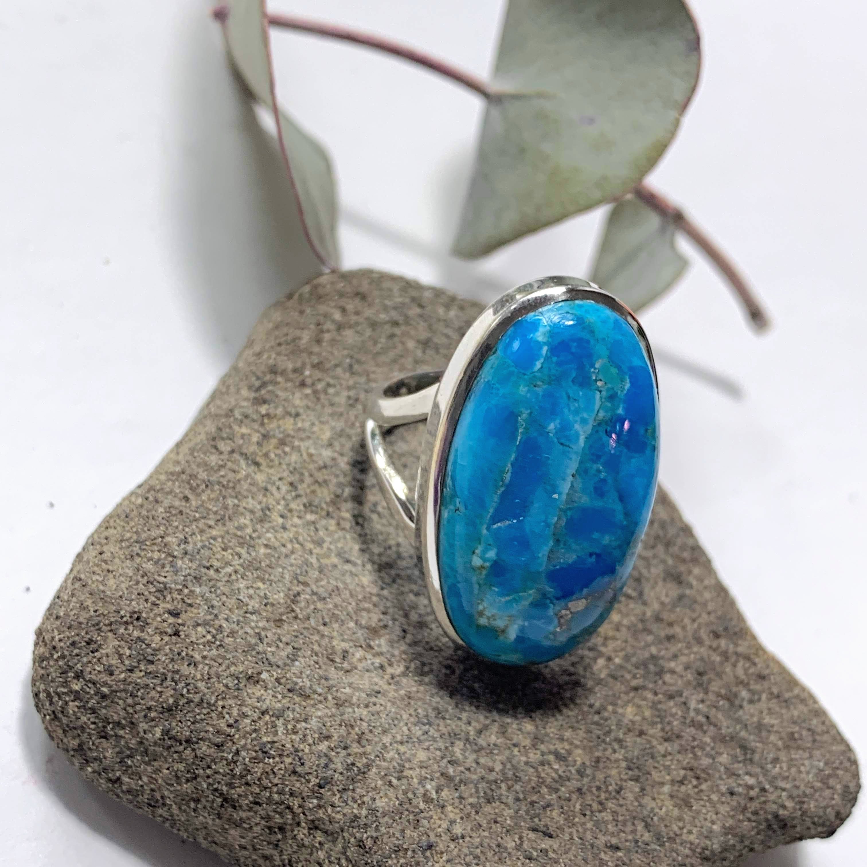 Vibrant Blue Genuine Arizona Turquoise Sterling Silver Ring (Size:6 ) - Earth Family Crystals