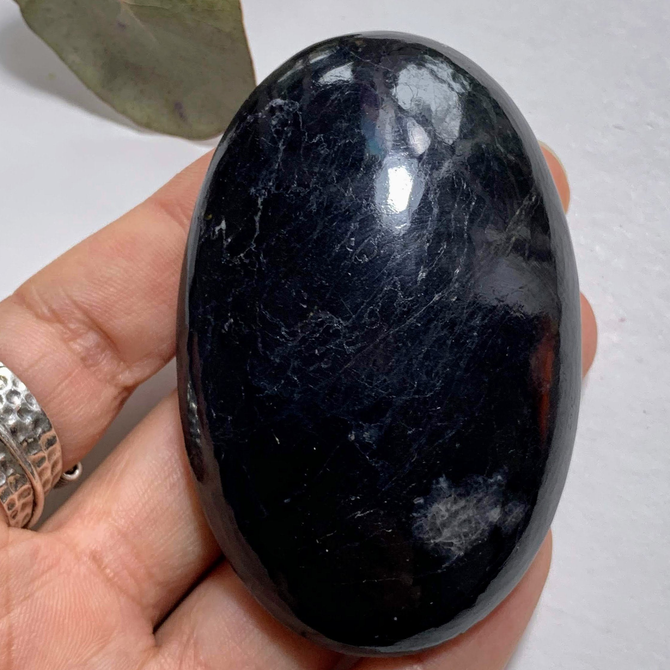 Reserved Protective Polished Black Tourmaline Hand Held Worry Stone #1 - Earth Family Crystals