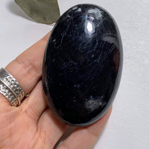 Reserved Protective Polished Black Tourmaline Hand Held Worry Stone #1 - Earth Family Crystals