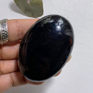 Protective Polished Black Tourmaline Hand Held Worry Stone #3