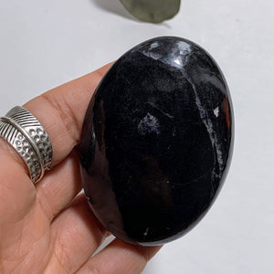 Protective Polished Black Tourmaline Hand Held Worry Stone #4