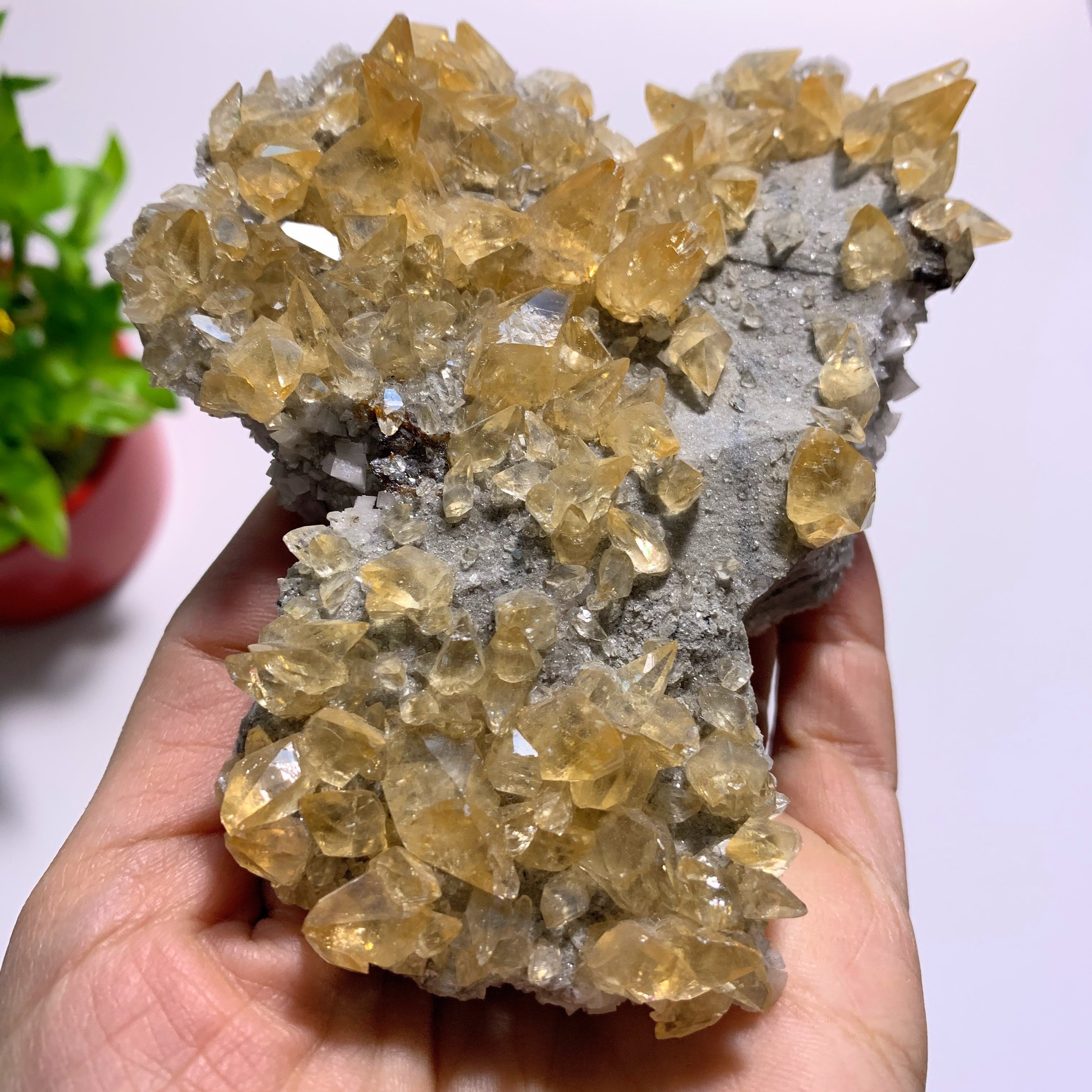 Elmwood Mine Large Golden Calcite Points on Matrix With Dolomite & Quartz Inclusions