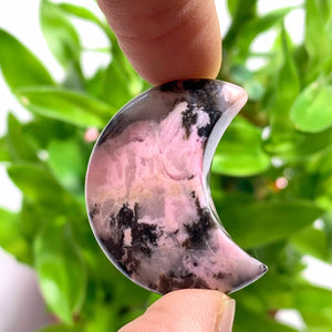 Adorable Rhodonite Small Crescent Moon Carving