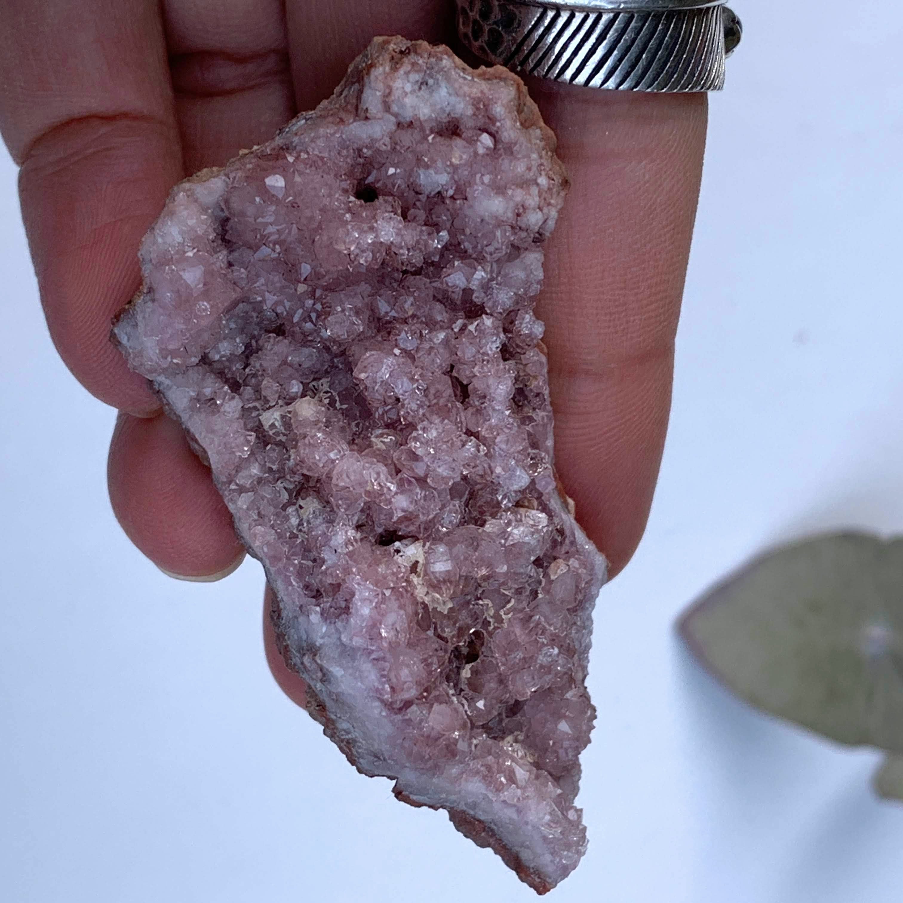 Sparkling Pink Amethyst Druzy Hand Held Specimen From Patagonia