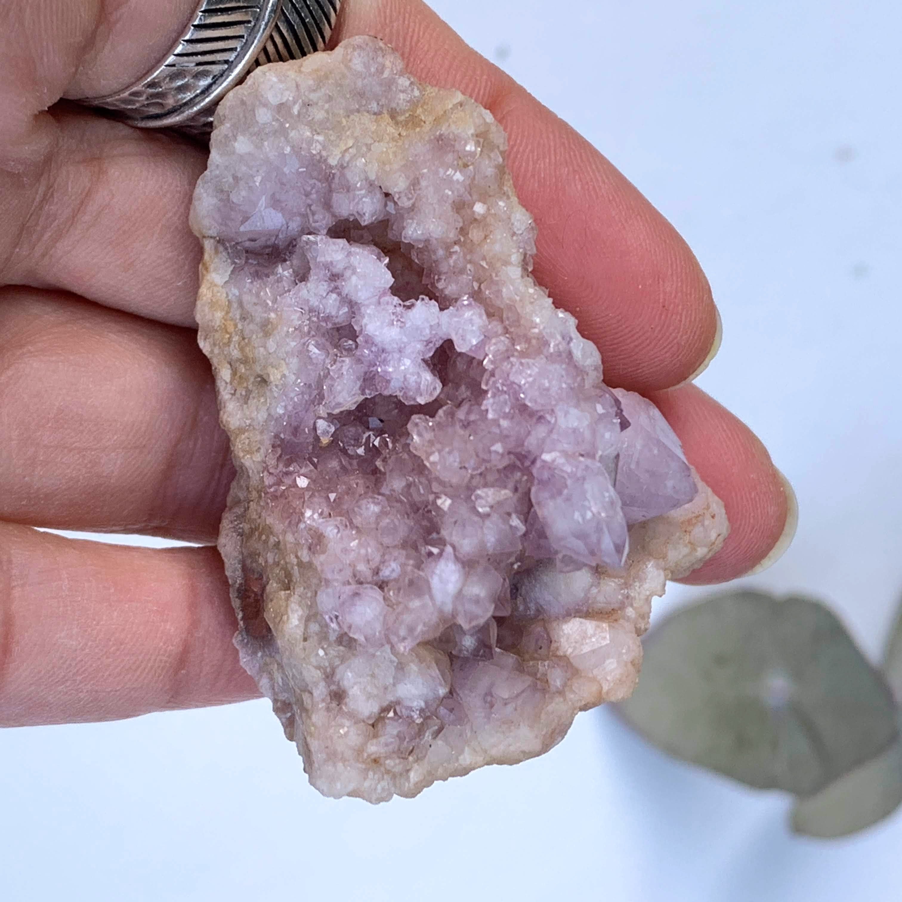 Sparkling Light Pink Amethyst Druzy Hand Held Specimen From Patagonia