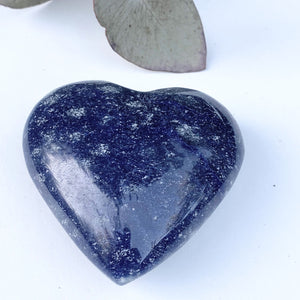 Sweet Blue Dumortierite Love Heart Carving From Brazil #1 - Earth Family Crystals