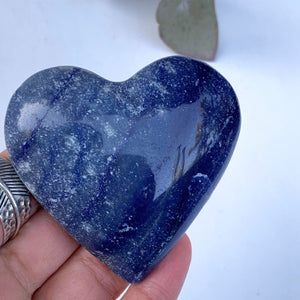 Sweet Blue Dumortierite Love Heart Carving From Brazil #2 - Earth Family Crystals