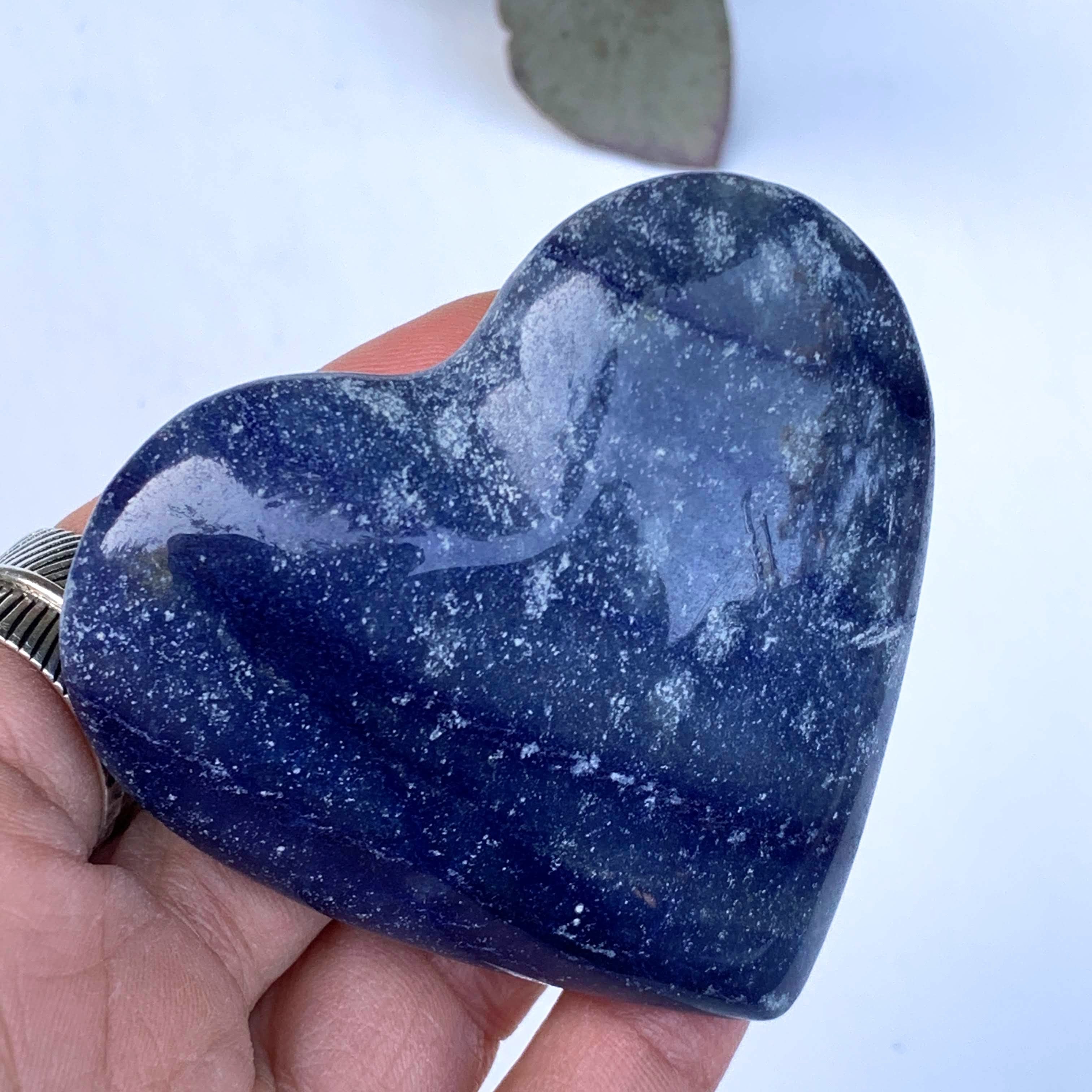 Sweet Blue Dumortierite Love Heart Carving From Brazil #2 - Earth Family Crystals