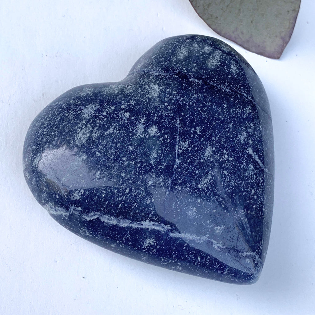 Sweet Blue Dumortierite Love Heart Carving From Brazil #3 - Earth Family Crystals