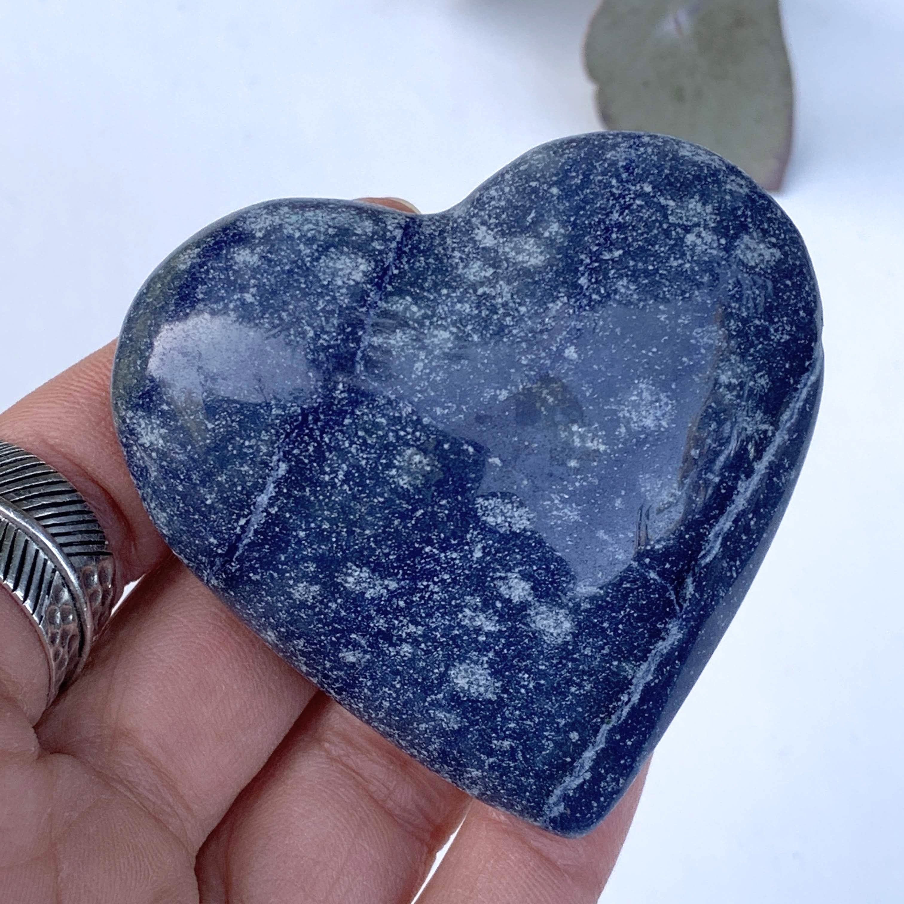 Sweet Blue Dumortierite Love Heart Carving From Brazil #3 - Earth Family Crystals