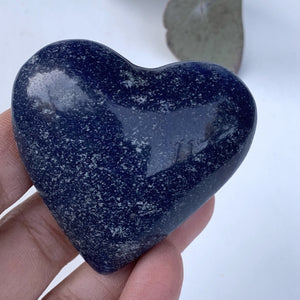 Sweet Blue Dumortierite Love Heart Carving From Brazil #4 - Earth Family Crystals