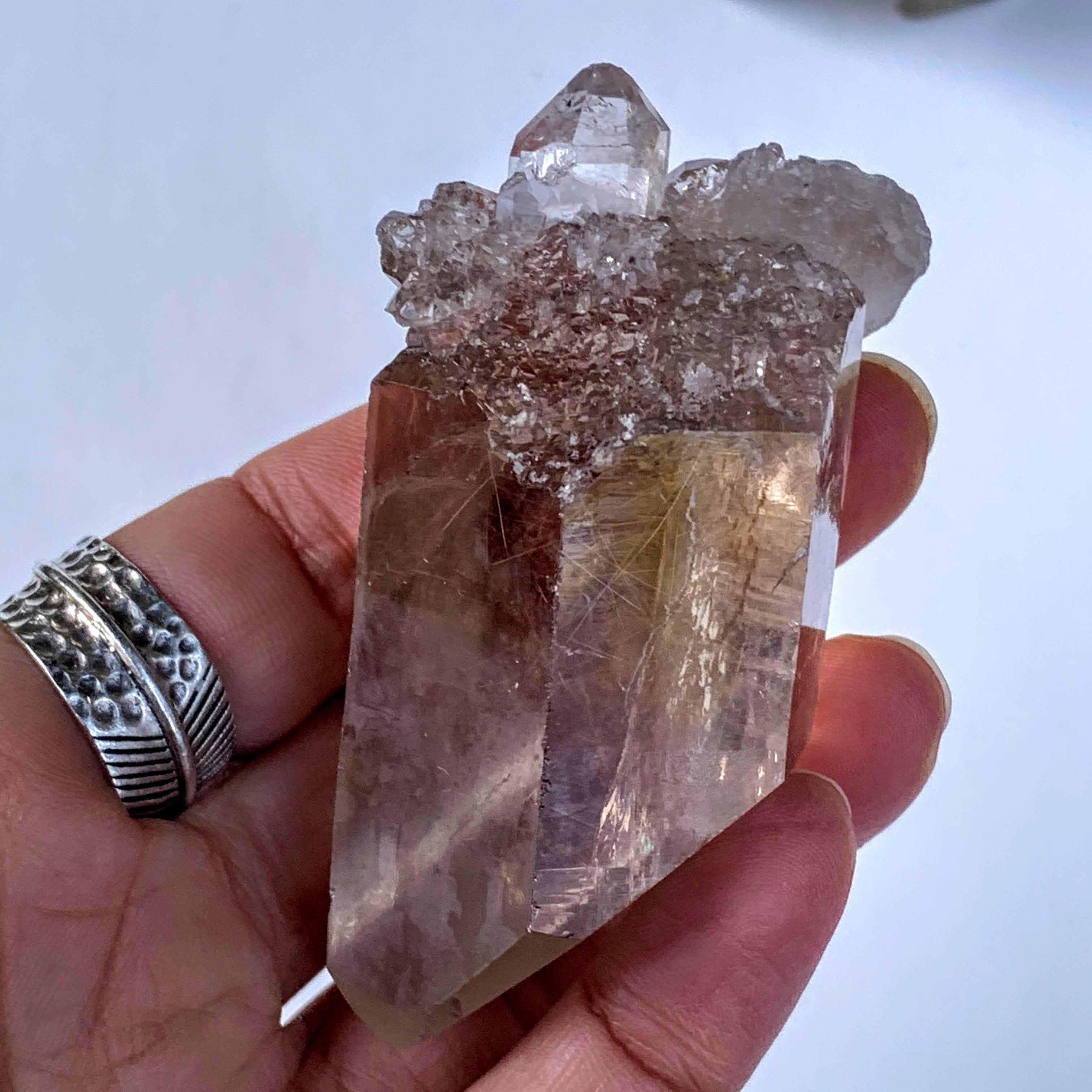 Incredible Self Healed Rutilated Smoky Quartz Cluster From Brazil