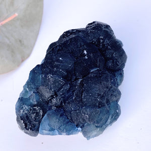 Unusual Deep Blue Fluorite Crystals On Quartz Matrix - Earth Family Crystals