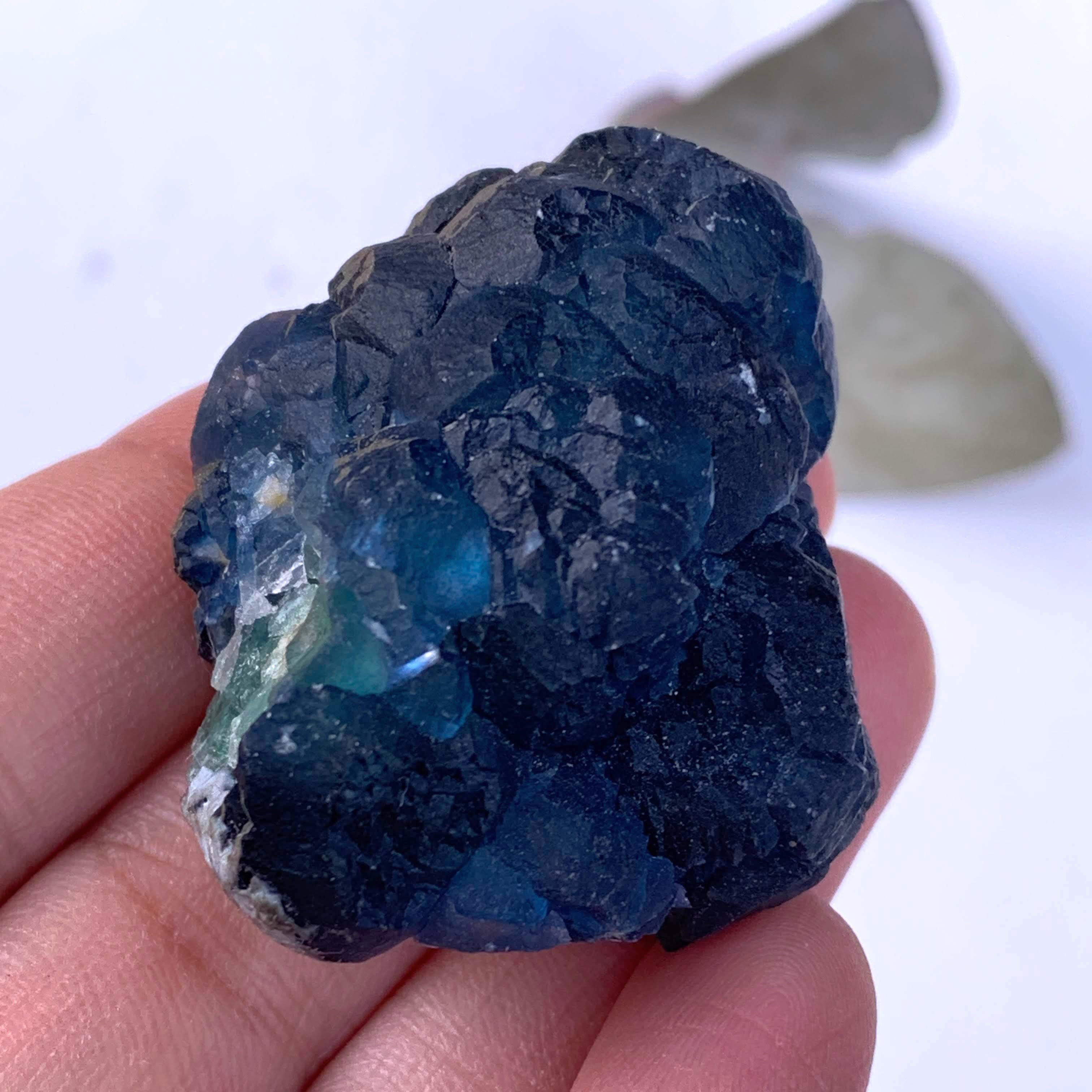 Unusual Deep Blue Fluorite Crystals On Quartz Matrix - Earth Family Crystals