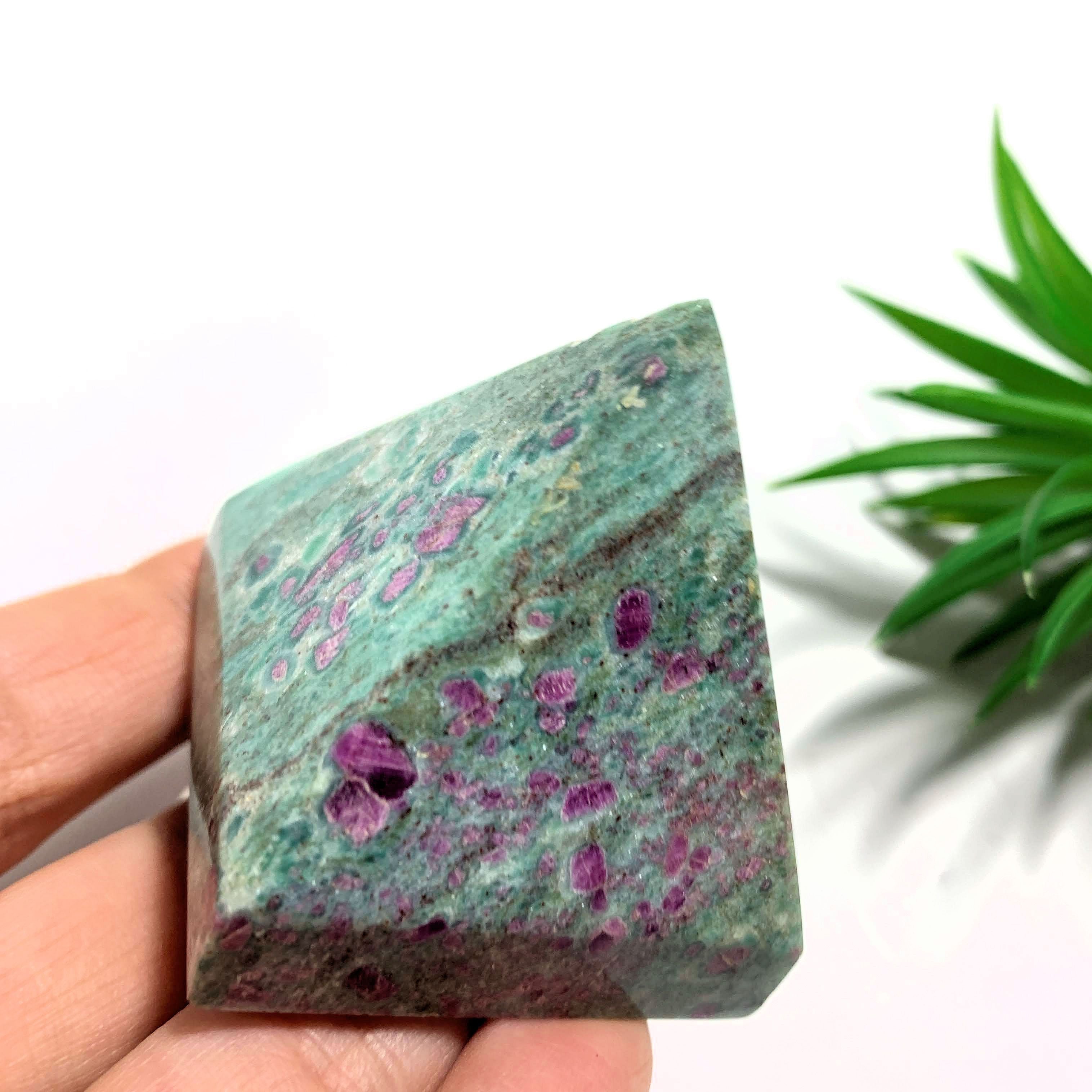 Gorgeous Contrast~Ruby Fuschite Pyramid Display Carving